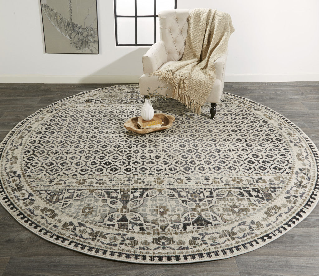 4' X 6' Ivory Taupe And Gray Abstract Stain Resistant Area Rug