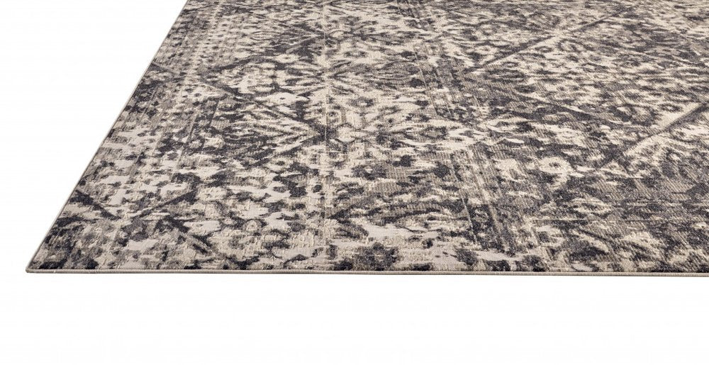 10' X 14' Gray Ivory And Silver Abstract Stain Resistant Area Rug