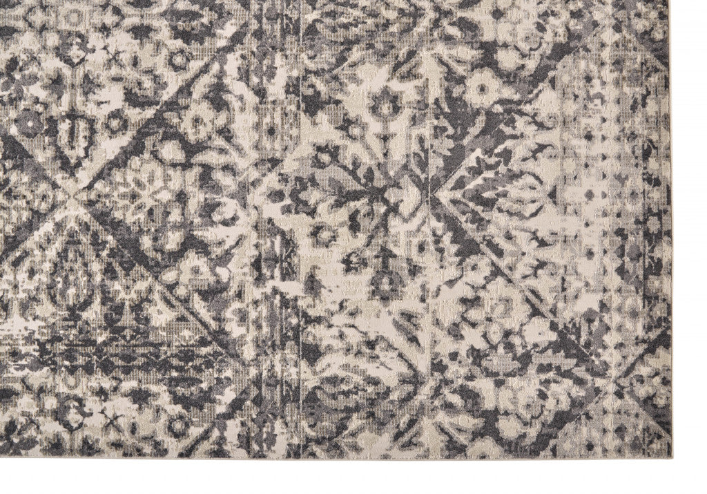 10' X 14' Gray Ivory And Silver Abstract Stain Resistant Area Rug