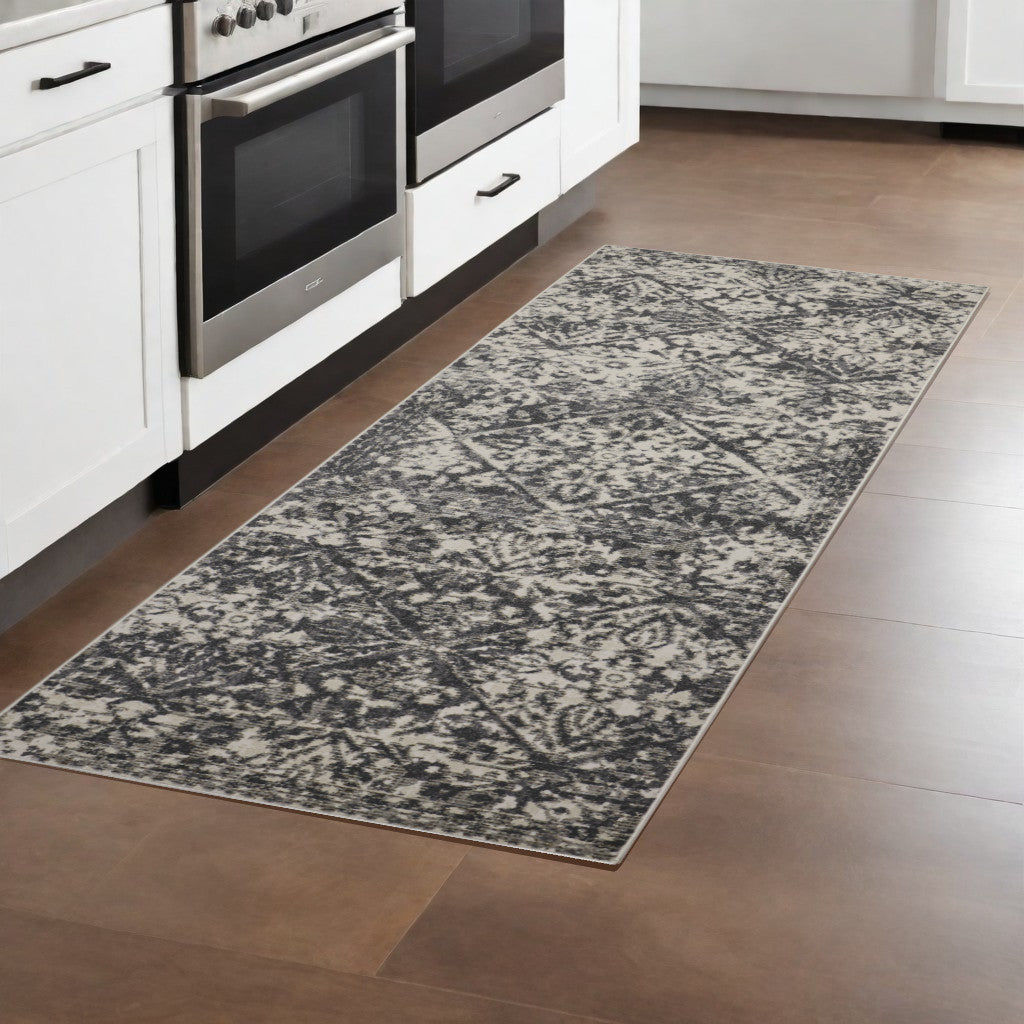 5' X 8' Gray Ivory And Silver Abstract Stain Resistant Area Rug