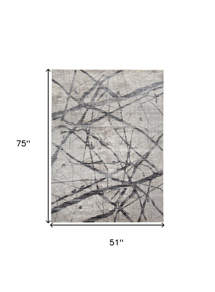 10' X 14' Taupe Gray And Ivory Abstract Stain Resistant Area Rug