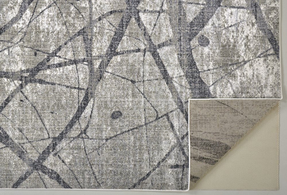 5' X 8' Taupe Gray And Ivory Abstract Stain Resistant Area Rug