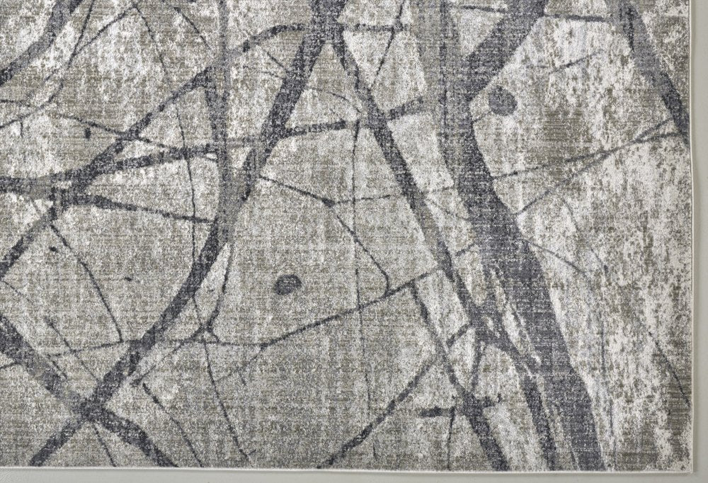 10' X 14' Taupe Gray And Ivory Abstract Stain Resistant Area Rug