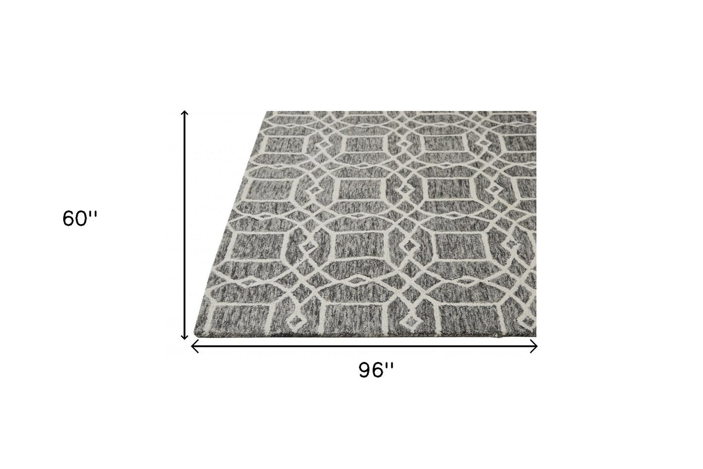 9' X 12' Gray And Ivory Wool Geometric Tufted Handmade Area Rug