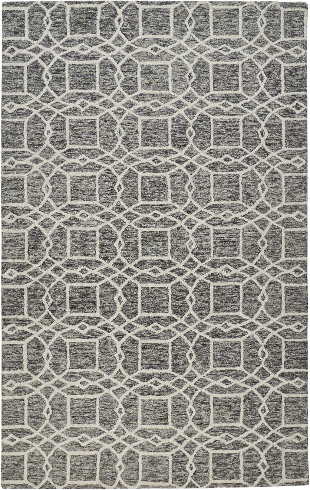 9' X 12' Gray And Ivory Wool Geometric Tufted Handmade Area Rug