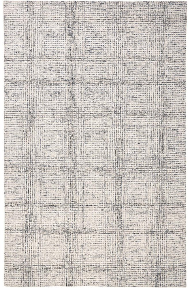 8' X 10' Ivory And Gray Wool Plaid Tufted Handmade Stain Resistant Area Rug