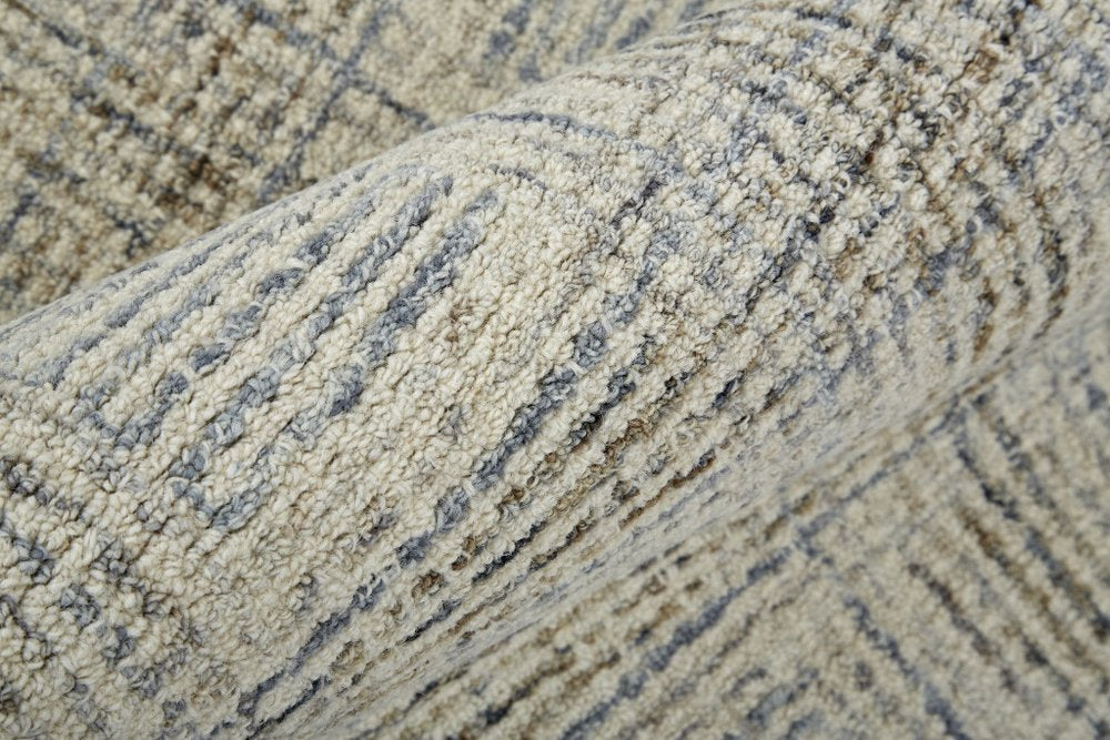8' X 10' Ivory And Gray Wool Plaid Tufted Handmade Stain Resistant Area Rug