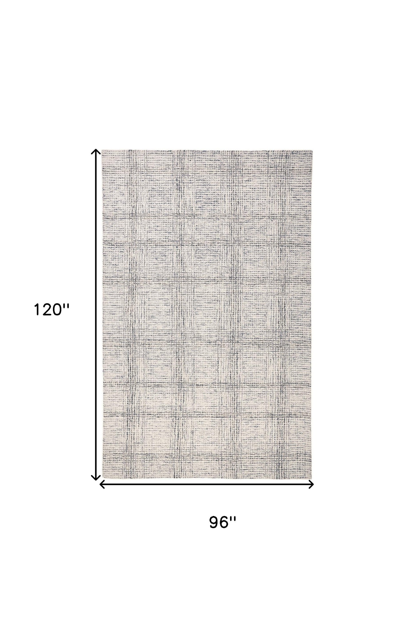 5' X 8' Ivory And Gray Wool Plaid Tufted Handmade Stain Resistant Area Rug