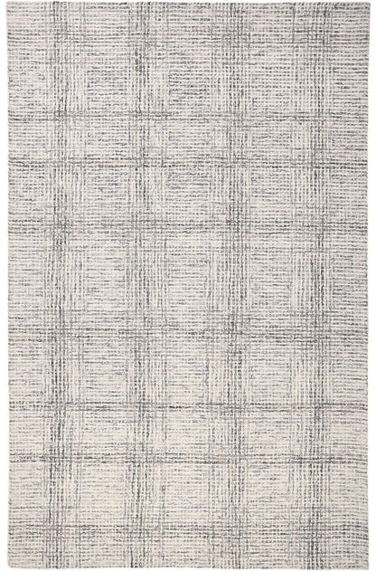 8' X 10' Ivory And Gray Wool Plaid Tufted Handmade Stain Resistant Area Rug