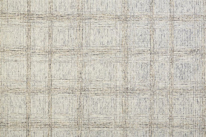 8' X 10' Ivory And Gray Wool Plaid Tufted Handmade Stain Resistant Area Rug