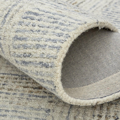 8' X 10' Ivory And Gray Wool Plaid Tufted Handmade Stain Resistant Area Rug
