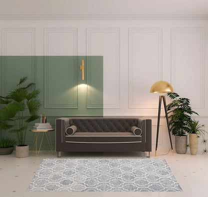 5' X 8' Ivory And Gray Wool Geometric Hand Tufted Area Rug