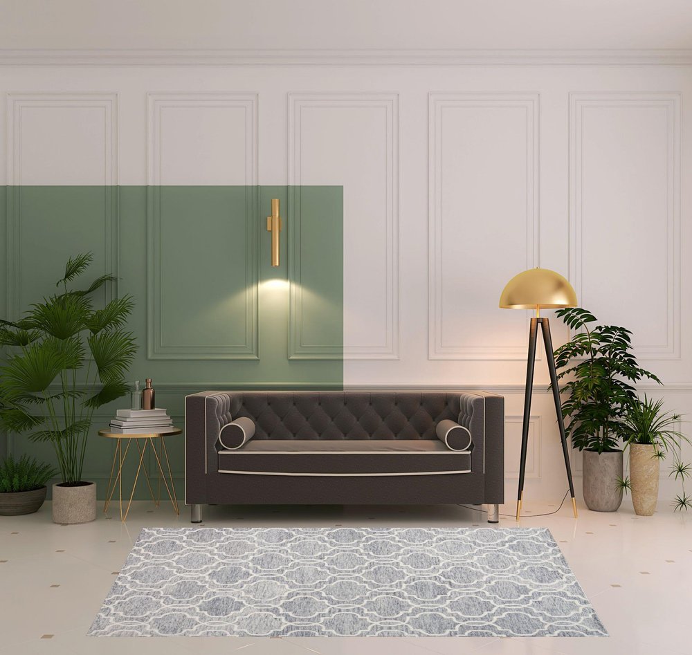 9' X 12' Ivory And Gray Wool Geometric Hand Tufted Area Rug