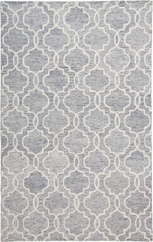 9' X 12' Ivory And Gray Wool Geometric Hand Tufted Area Rug