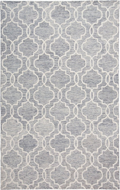 9' X 12' Ivory And Gray Wool Geometric Hand Tufted Area Rug