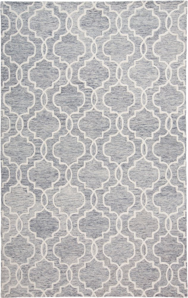5' X 8' Ivory And Gray Wool Geometric Hand Tufted Area Rug