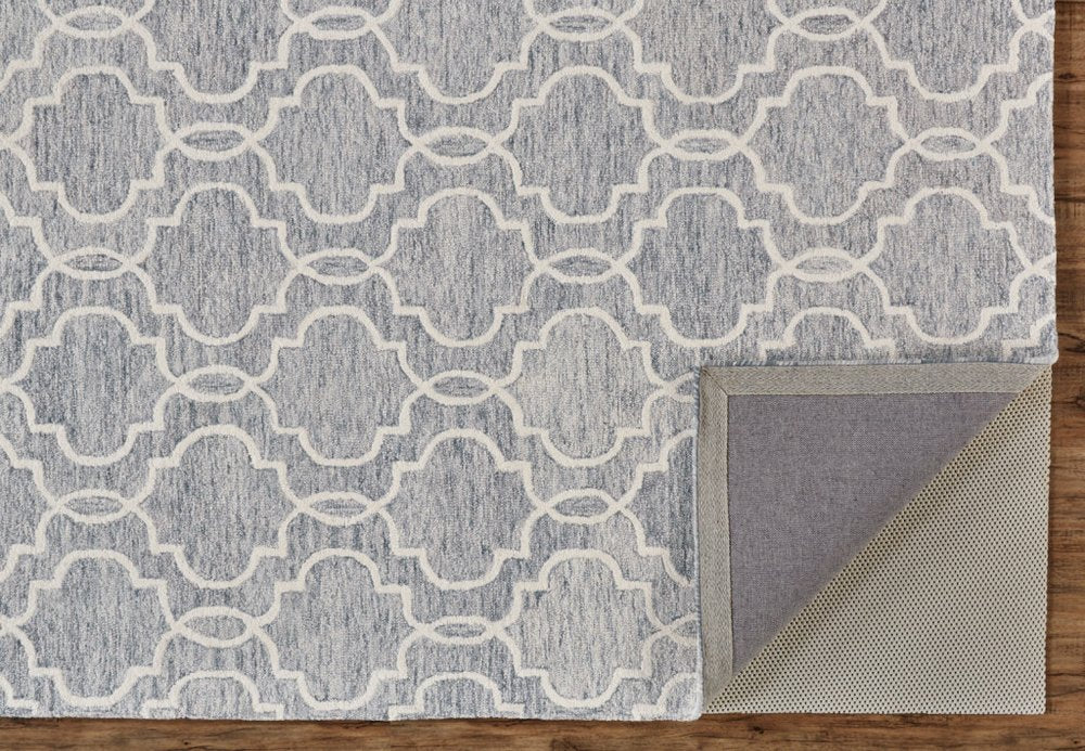 9' X 12' Ivory And Gray Wool Geometric Hand Tufted Area Rug