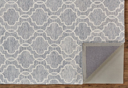 5' X 8' Ivory And Gray Wool Geometric Hand Tufted Area Rug