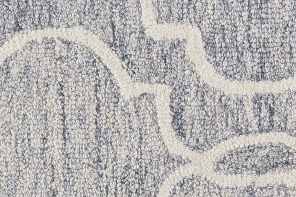 5' X 8' Ivory And Gray Wool Geometric Hand Tufted Area Rug