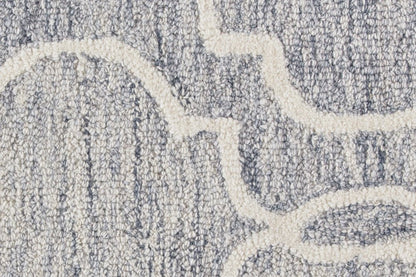 5' X 8' Ivory And Gray Wool Geometric Hand Tufted Area Rug
