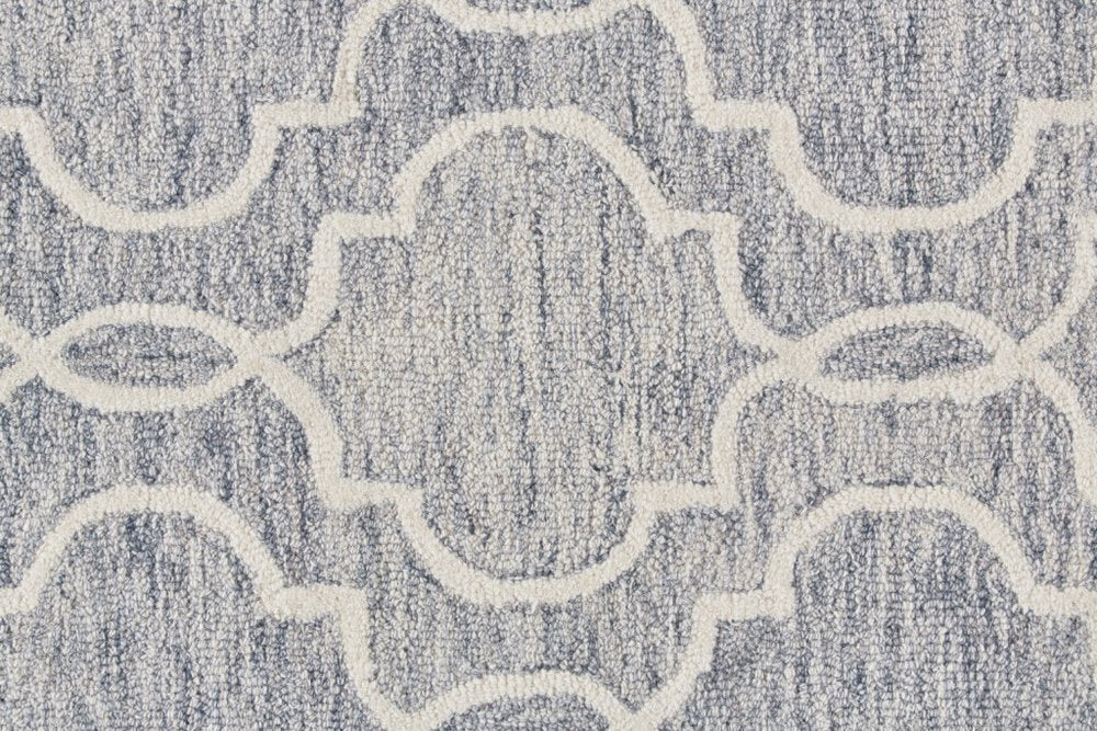 5' X 8' Ivory And Gray Wool Geometric Hand Tufted Area Rug