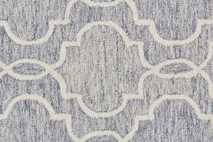 9' X 12' Ivory And Gray Wool Geometric Hand Tufted Area Rug