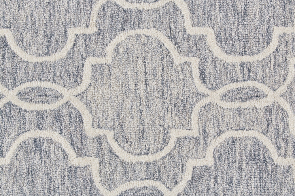 8' X 10' Gray and Ivory Wool Geometric Hand Tufted Area Rug