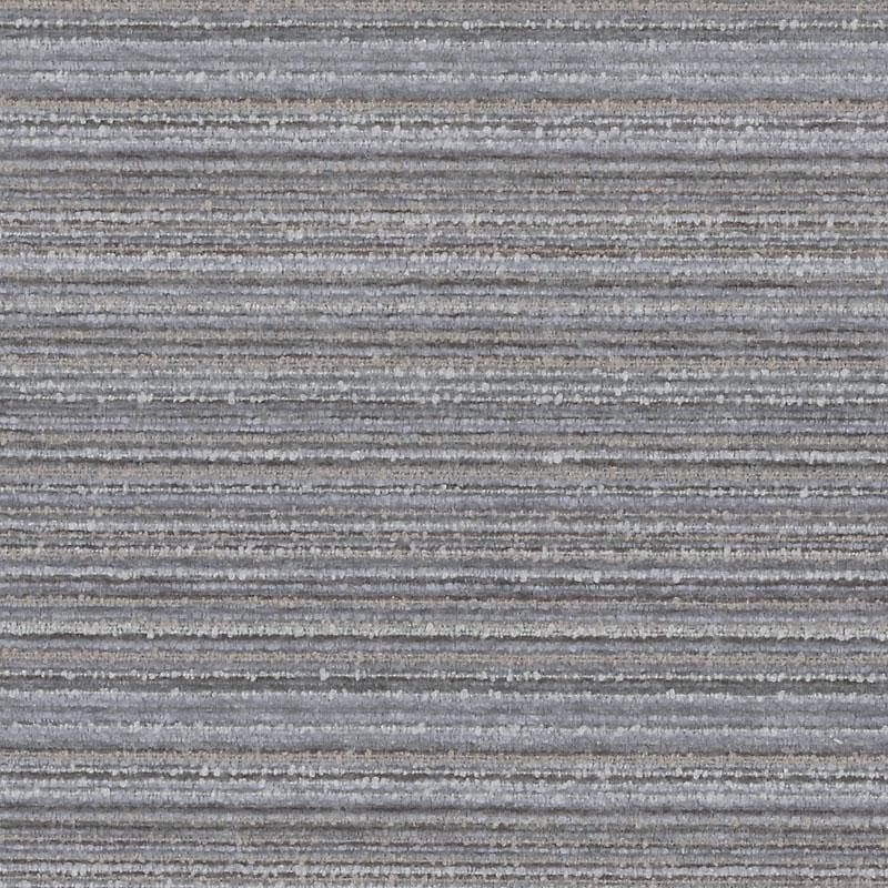 Gray striped upholstery fabric with subtle horizontal bands in varying gray tones and a textured woven surface.