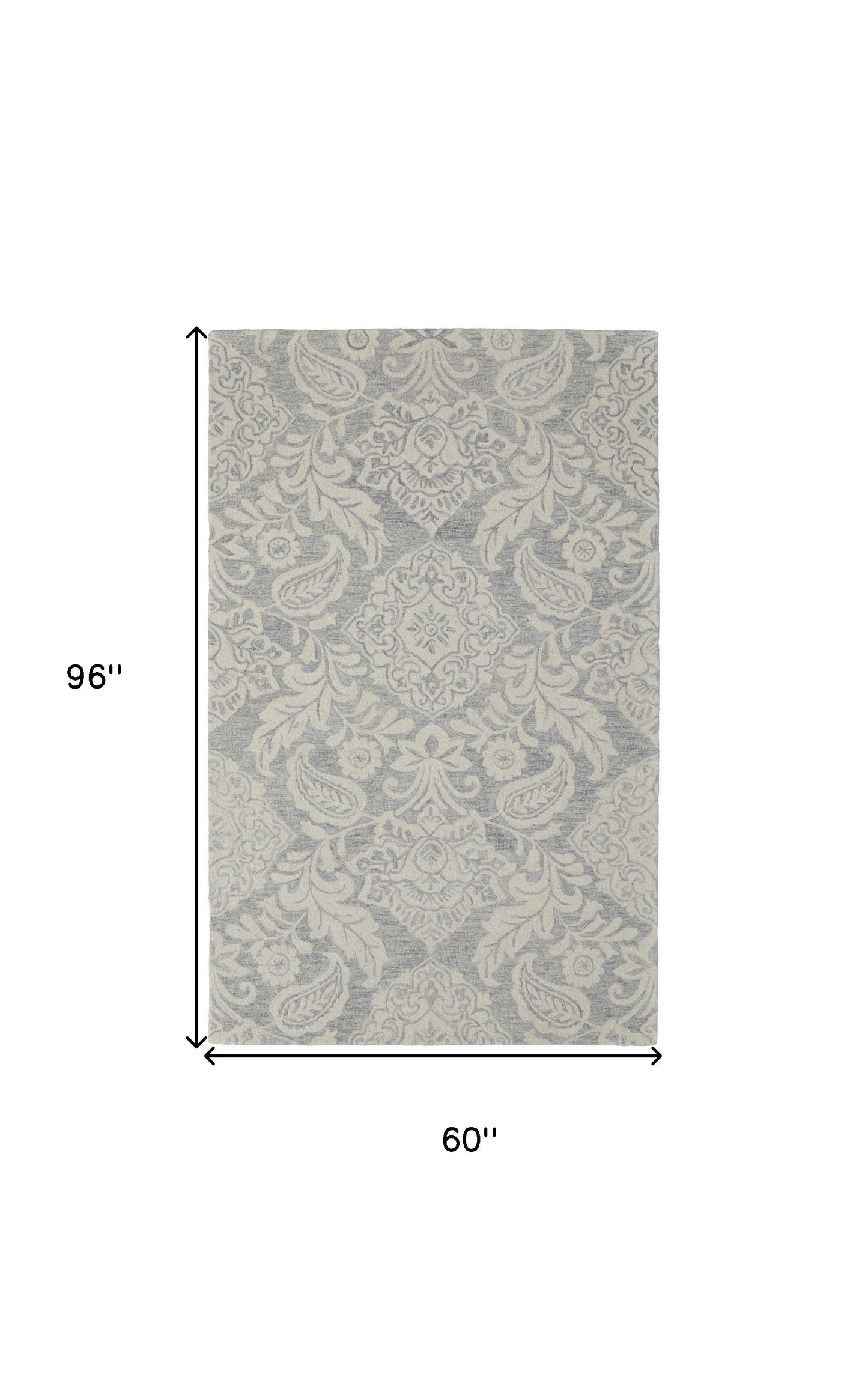 5' X 8' Blue And Ivory Wool Paisley Tufted Handmade Stain Resistant Area Rug