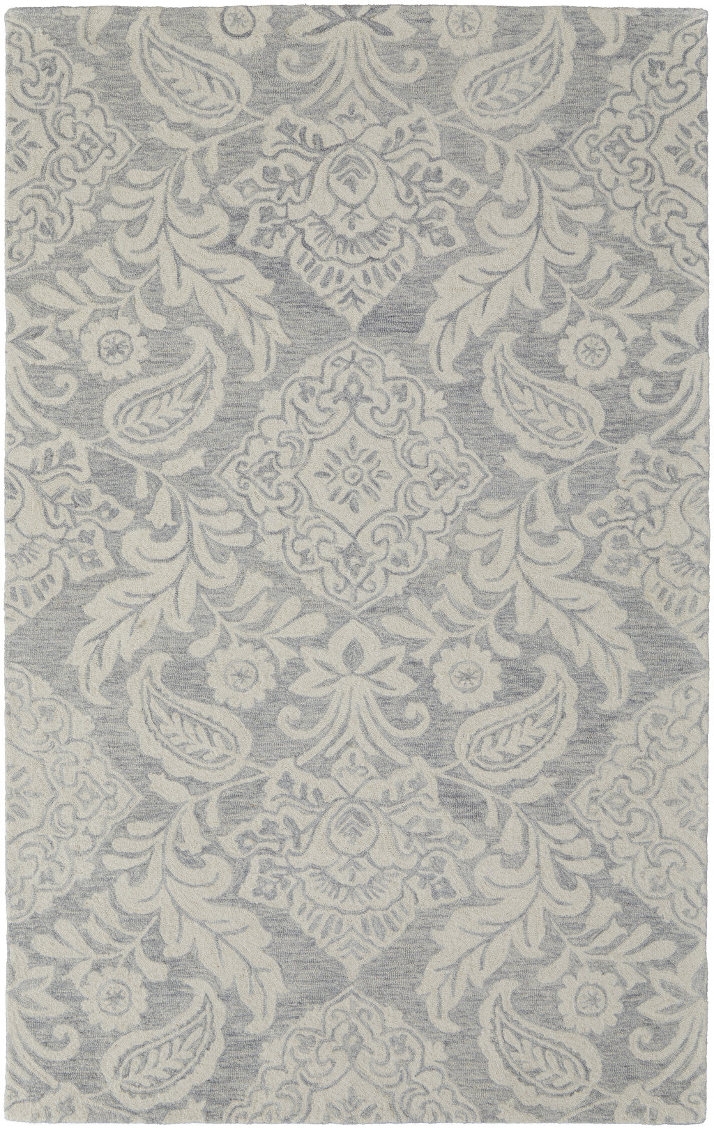 5' X 8' Tan And Ivory Wool Paisley Tufted Handmade Stain Resistant Area Rug