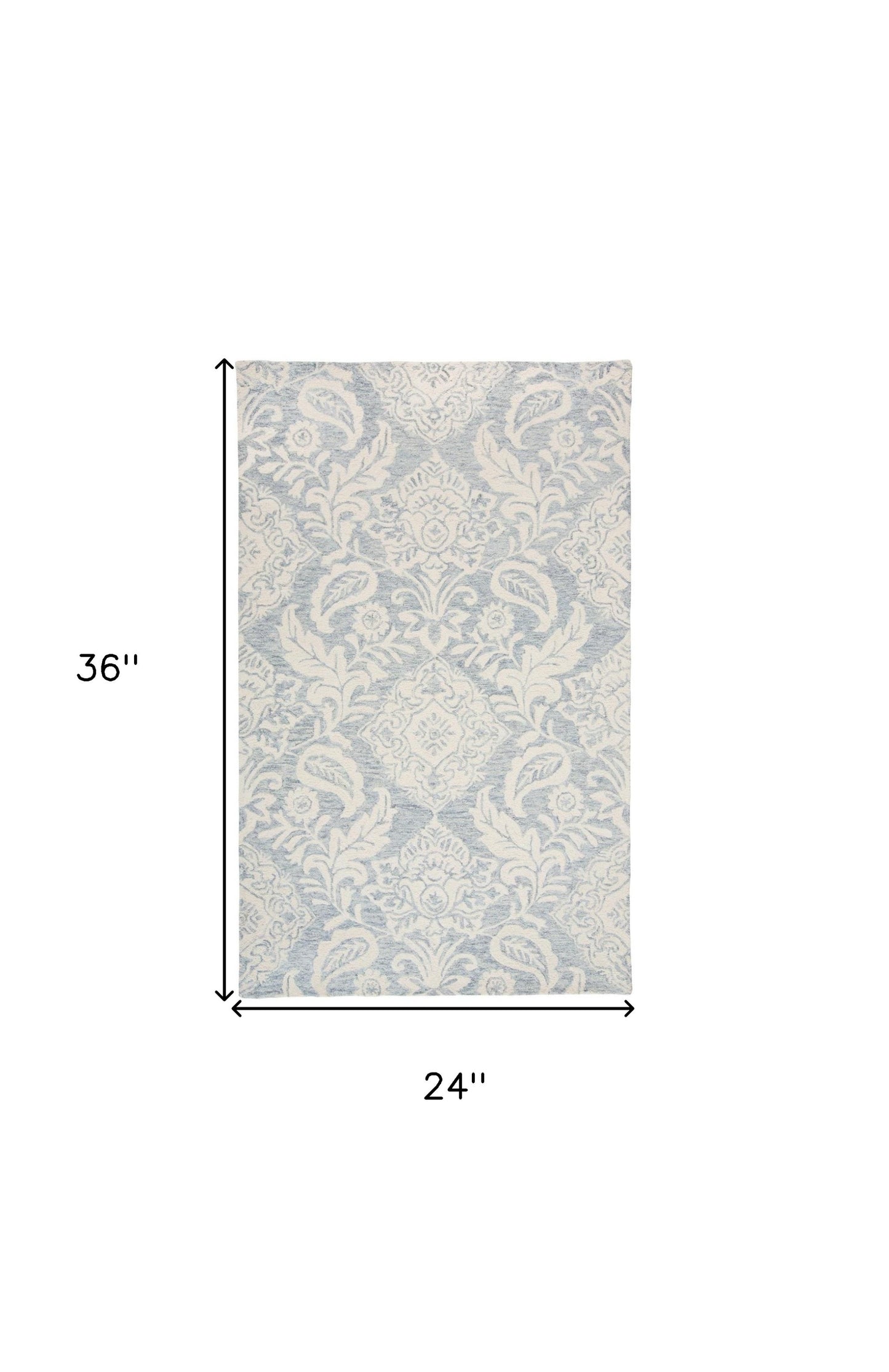 5' X 8' Blue And Ivory Wool Paisley Tufted Handmade Stain Resistant Area Rug