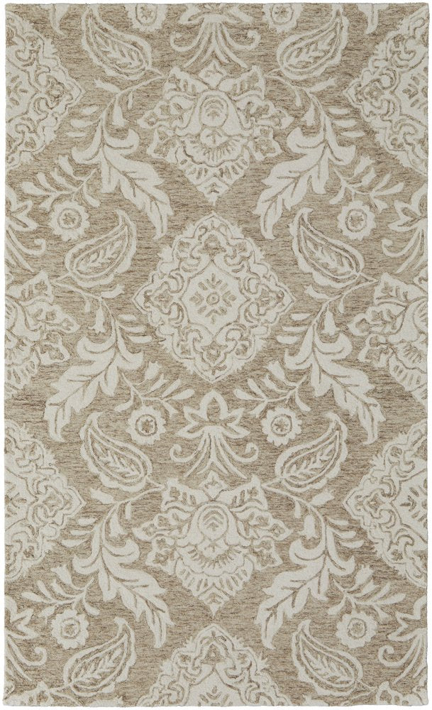 5' X 8' Blue And Ivory Wool Paisley Tufted Handmade Stain Resistant Area Rug