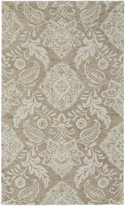 5' X 8' Blue And Ivory Wool Paisley Tufted Handmade Stain Resistant Area Rug