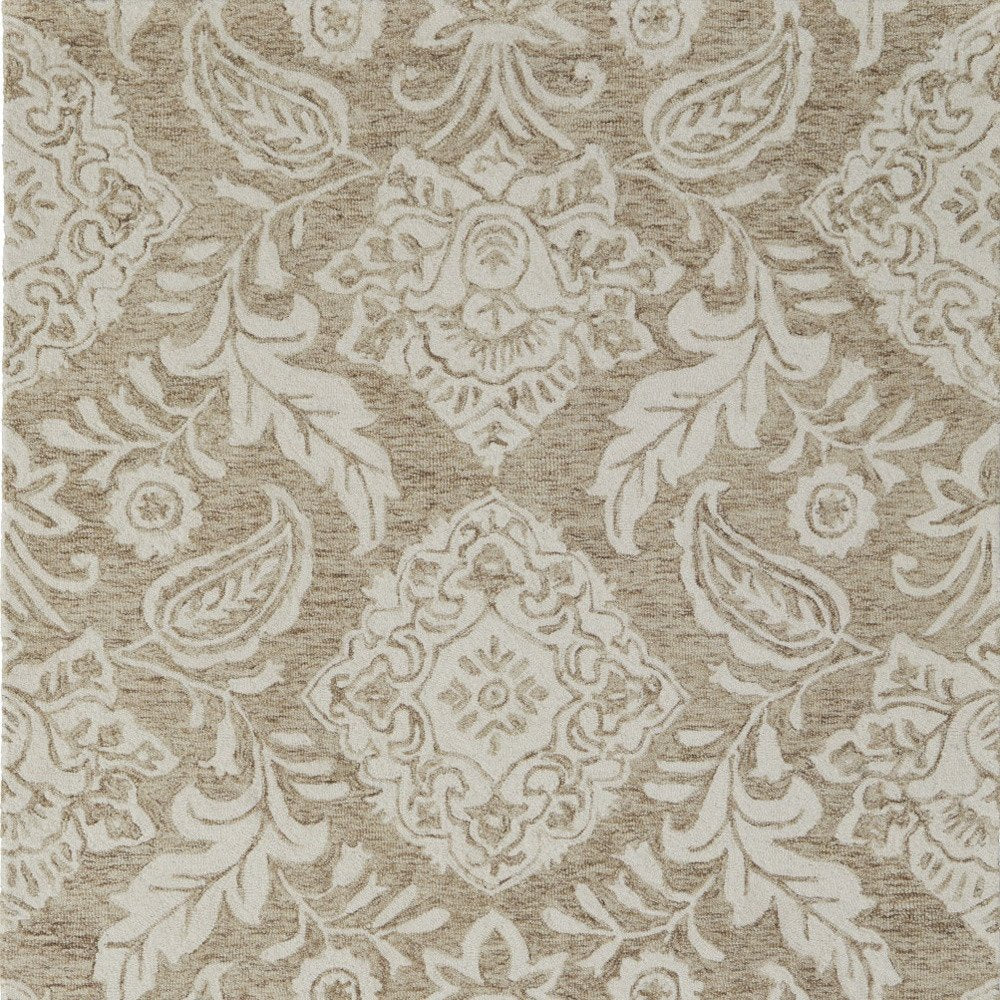 5' X 8' Blue And Ivory Wool Paisley Tufted Handmade Stain Resistant Area Rug