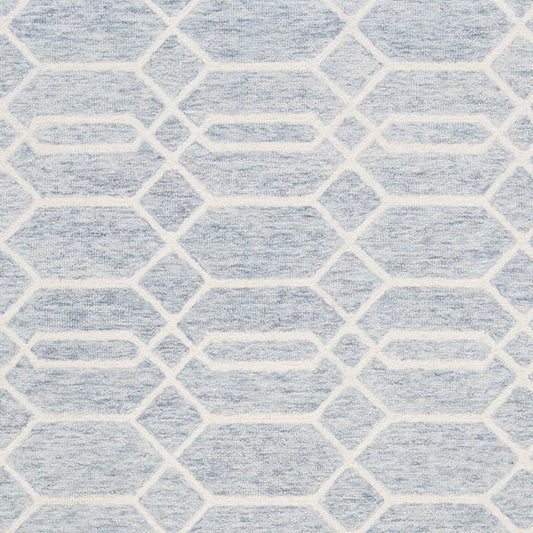 5' X 8' Blue And Ivory Wool Geometric Tufted Handmade Stain Resistant Area Rug