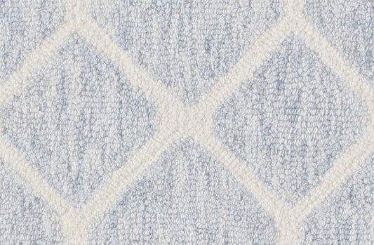 8' X 10' Blue And Ivory Wool Geometric Tufted Handmade Stain Resistant Area Rug