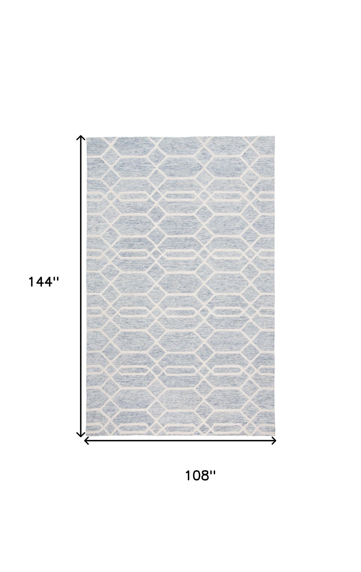 8' X 10' Blue And Ivory Wool Geometric Tufted Handmade Stain Resistant Area Rug