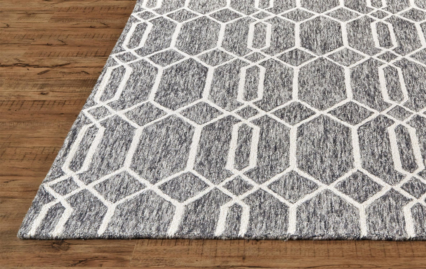 8' X 10' Blue And Ivory Wool Geometric Tufted Handmade Stain Resistant Area Rug