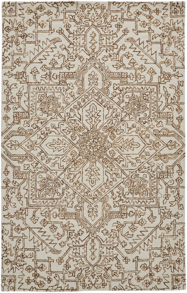 5' X 8' Ivory And Gray Wool Floral Tufted Handmade Stain Resistant Area Rug