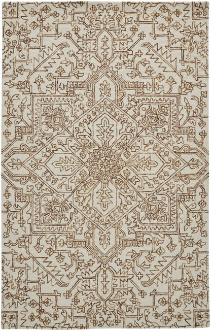 5' X 8' Ivory And Gray Wool Floral Tufted Handmade Stain Resistant Area Rug
