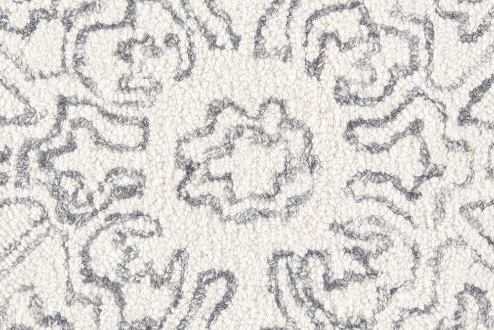 9' X 12' Blue And Ivory Wool Oriental Hand Tufted Area Rug