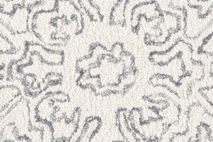 9' X 12' Blue And Ivory Wool Oriental Hand Tufted Area Rug