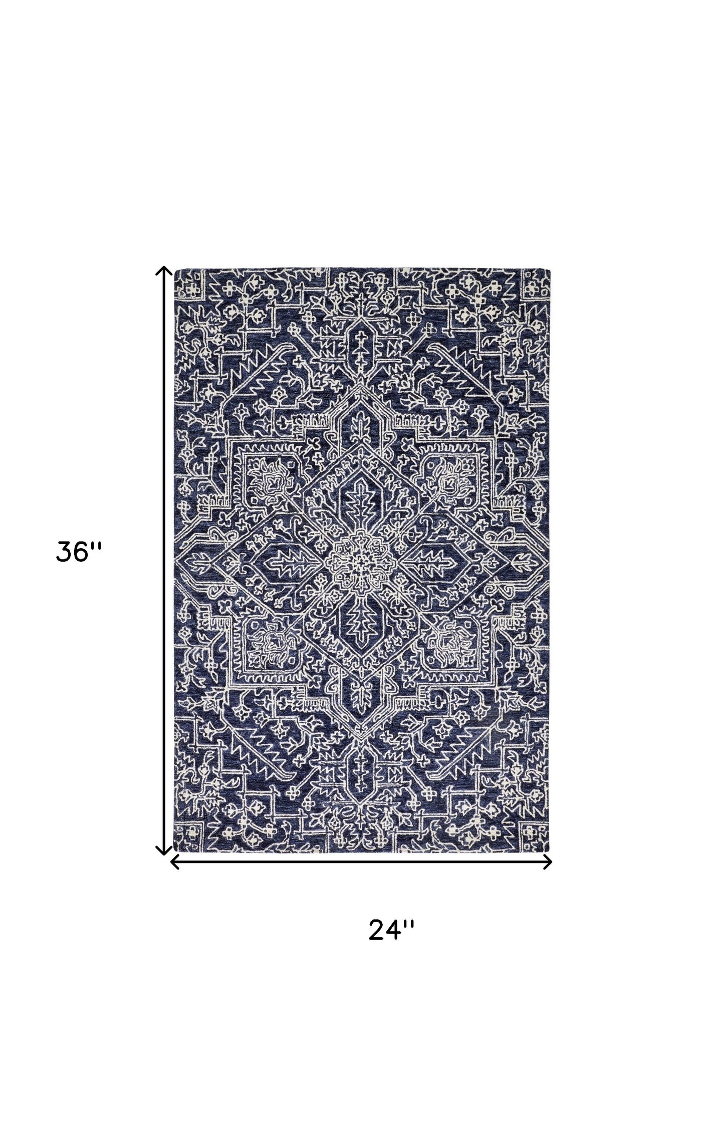 2' X 3' Blue Ivory And Green Wool Floral Tufted Handmade Stain Resistant Area Rug