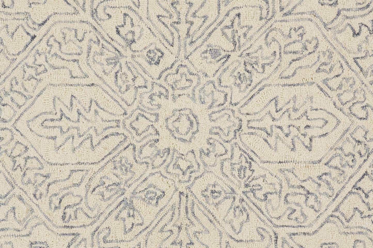 12' X 15' Ivory And Gray Wool Floral Tufted Handmade Area Rug