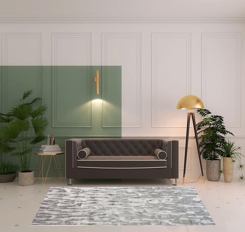 5' X 8' Taupe And Gray Abstract Hand Tufted Area Rug