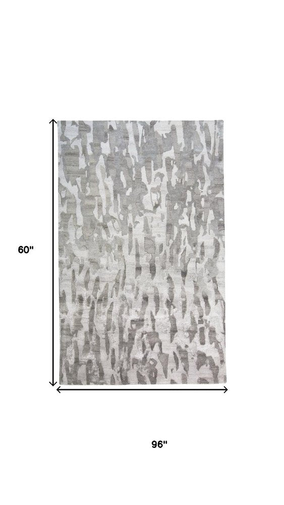 5' X 8' Taupe And Gray Abstract Hand Tufted Area Rug
