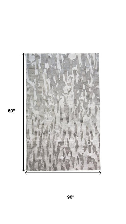 5' X 8' Taupe And Gray Abstract Hand Tufted Area Rug