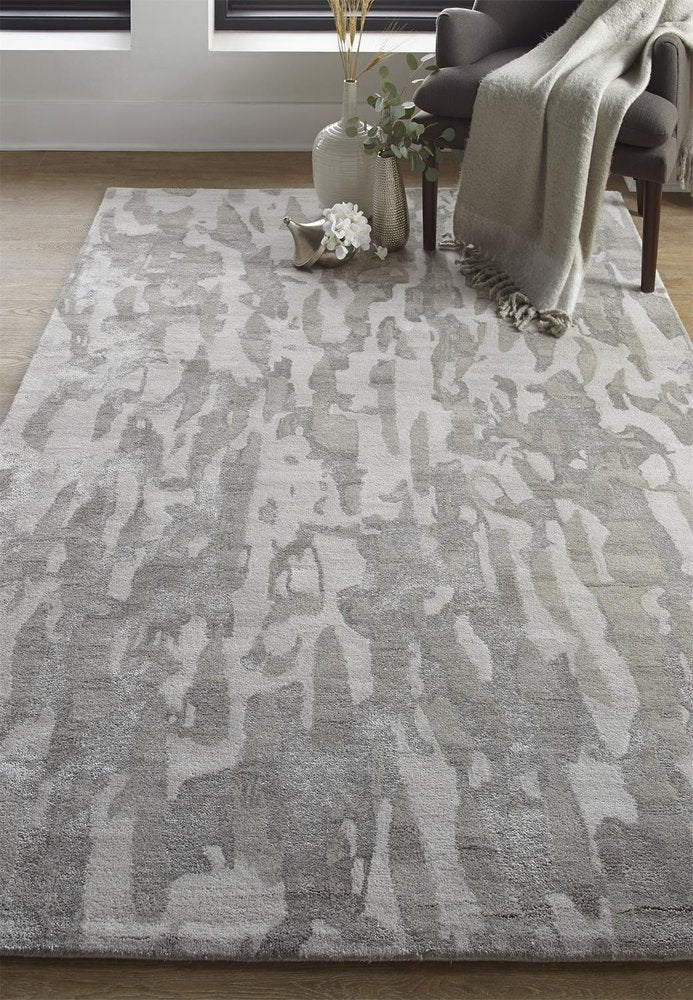 5' X 8' Taupe And Gray Abstract Hand Tufted Area Rug