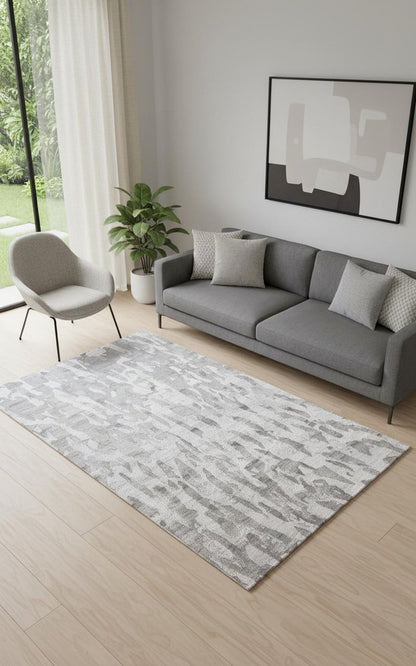 5' X 8' Taupe And Gray Abstract Hand Tufted Area Rug