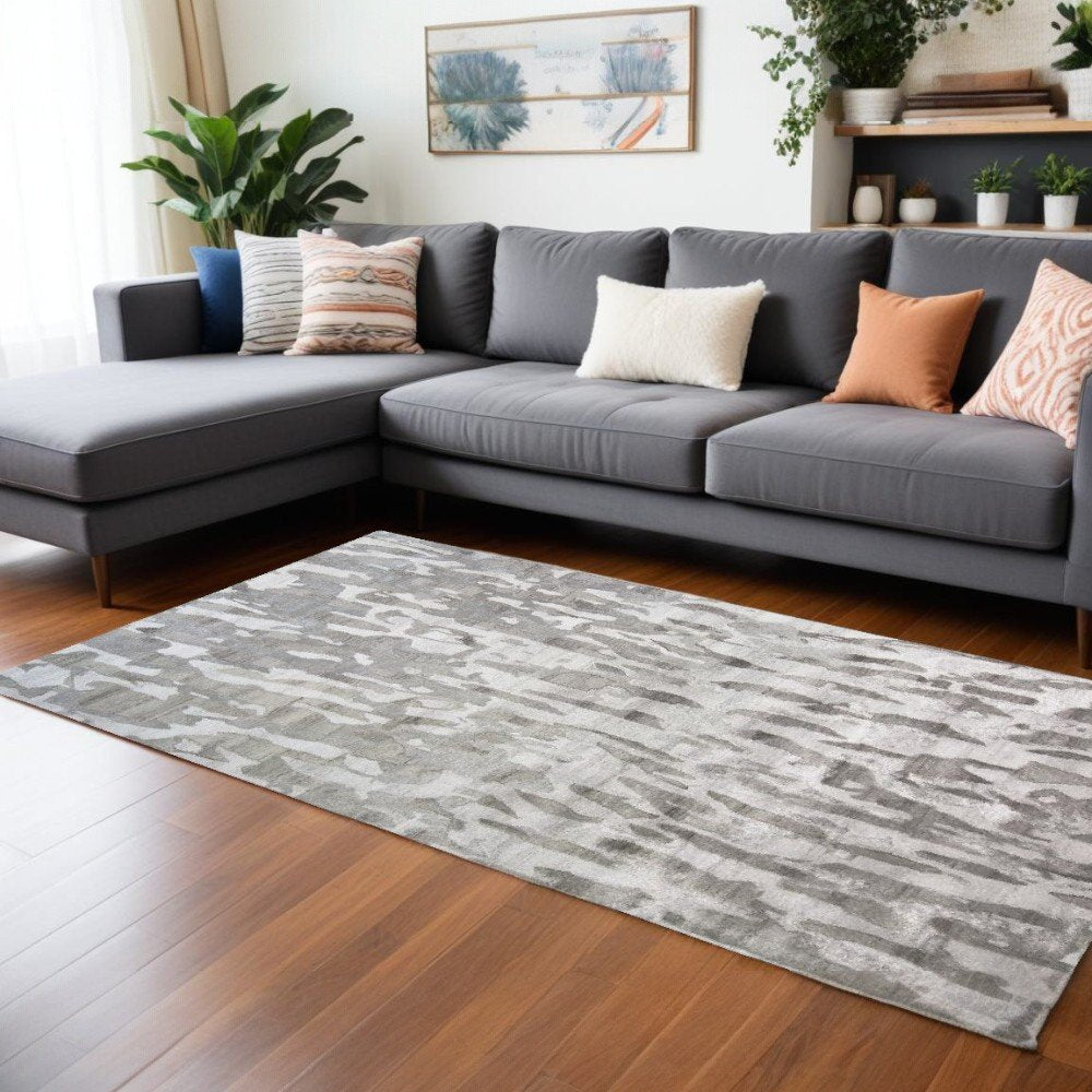 5' X 8' Taupe And Gray Abstract Hand Tufted Area Rug